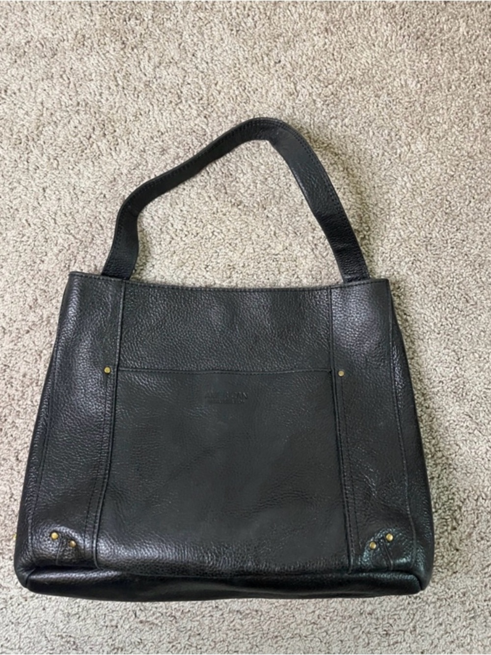 Classic Black Leather Hobo Tote